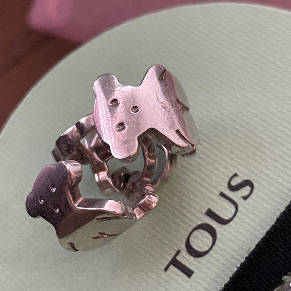 Toys silver bear clasp back earrings